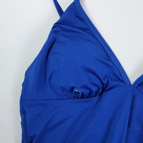 Cupshe Blue Ruching V-Neckline One Piece Swimsuit Sz L NEW - Picture 8 of 16